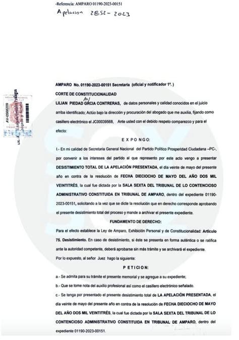 Cc Acepta Desistimiento De Prosperidad Ciudadana