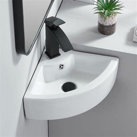 VAPSINT Small Wall Mount Corner Sink, Ceramic Liberty Above Counter ...