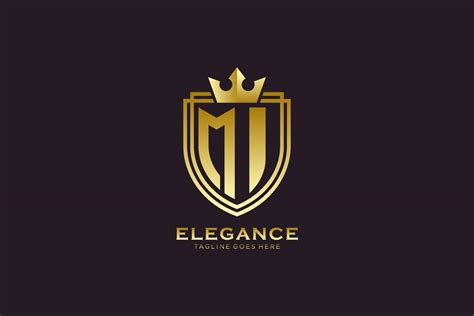 Initial Mi Elegant Luxury Monogram Logo Or Badge Template With Scrolls