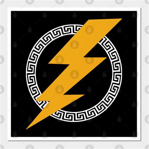 the flash symbol in greek style with a lightning bolt on it's center circle