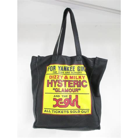 X Girl Hysteric Glamour ブラック コラボ レザートートバッグ 鞄 中古 レディース ∴wb450 A 147