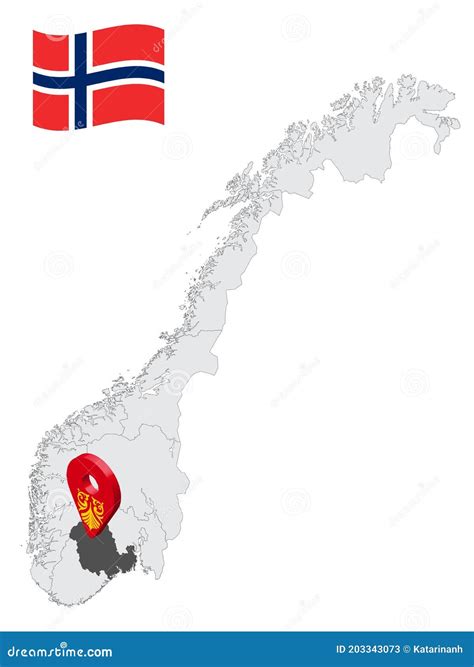 Location Vestfold And Telemark County On Map Norway 3d Location Sign