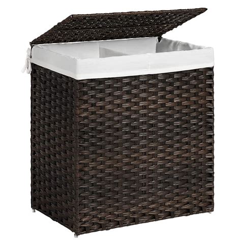 Songmics Divided Laundry Hamper Handwoven Laundry Basket