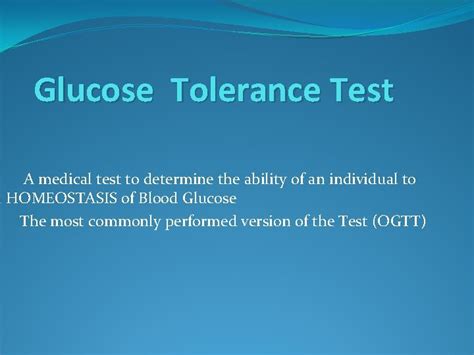 Glucose Tolerance Test A Medical Test To Determine