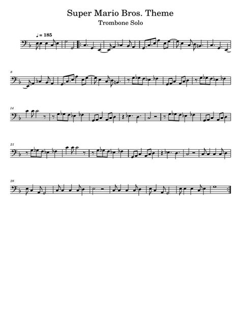 Super Mario Bros Overworld Theme Trombone Solo Pdf