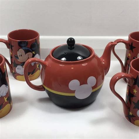 DISNEY Mickey Mouse Tea Set .4 X Mugs And Tea... - Depop