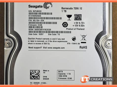 ST31000528AS-DELL SEAGATE 1TB 7.2K RPM SATA 3.5 INCH HARD DRIVE