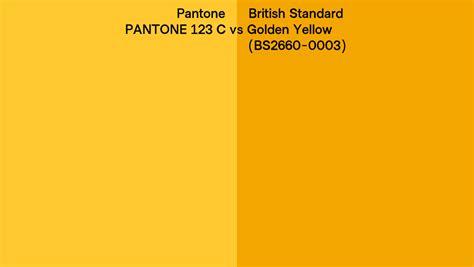 Pantone 123 C Vs British Standard Golden Yellow BS2660 0003 Side By