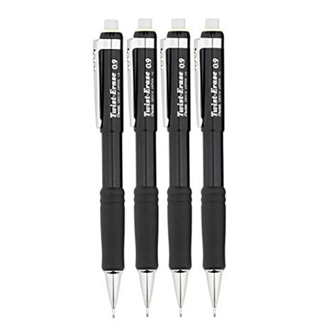 Pentel QE519A Twist Erase III Mechanical Pencil 0 9mm Black Barrel 4 Pack