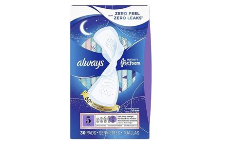 Always Infinity With Flexfoam Pads For Women Size 5 Extra Heavy Overnight Absorbency With