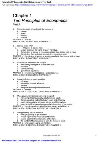 Principles Of Economics Th Edition Mankiw Test Bank By Sloane Herring