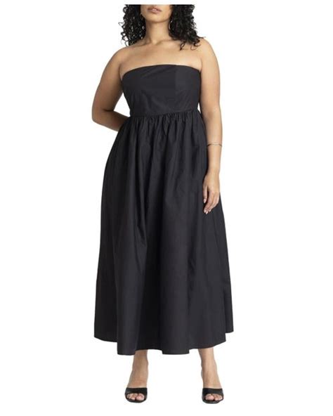 Eloquii Plus Size Poplin Fit And Flare Maxi Dress In Black Lyst