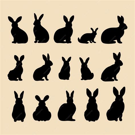 Premium Vector | Bunny set black silhouette Clip art