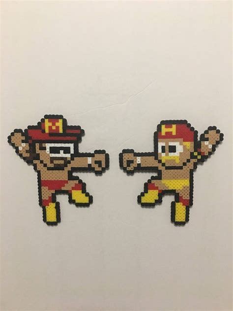 Mega Powers Macho Man Randy Savage And Hulk Hogan Wrestlers Perler Bead Magnets Ornaments Or