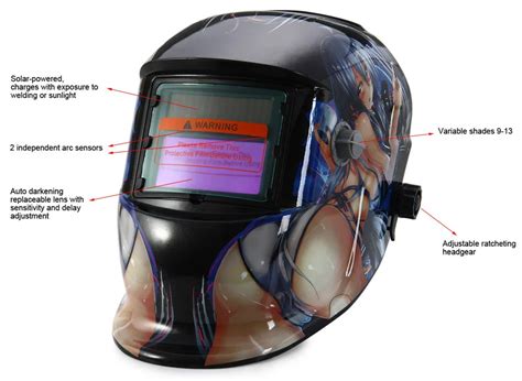 Sexy Hot Girl Auto Darkening Welding Helmet Mask With Li Battery For Tig Mig Mma Welding Km