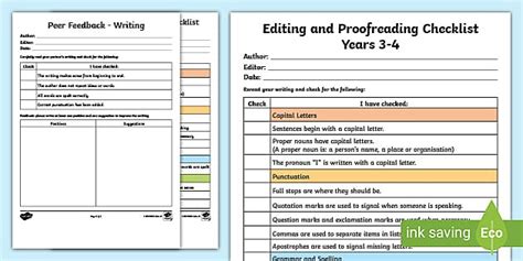 Editing And Proofreading Checklist Y Resources Twinkl