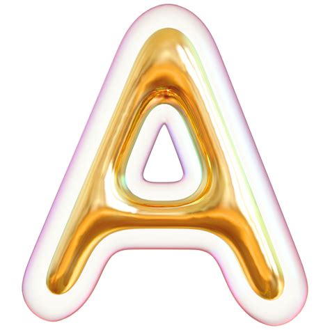 Gold Bubble Letter A Font 3d Render 36304719 Png