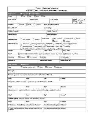 Fillable Online Gbi Georgia GEORGIA SEX OFFENDER REGISTRATION FORM Fax