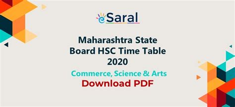 Maharashtra Board Hsc Time Table Science Commerce Arts