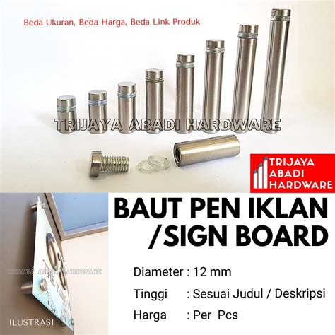 Jual Pen Iklan 12 X 25 Mm Baut Stabil Akrilik Kaca Sign Board