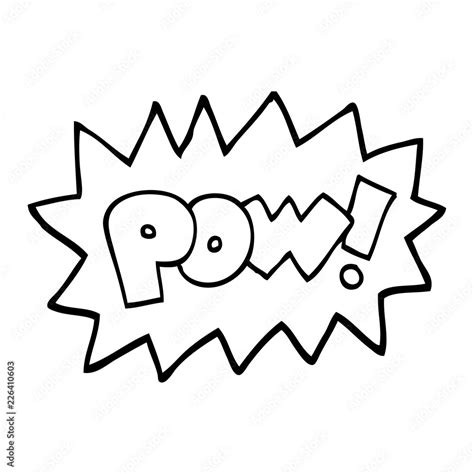 black and white cartoon pow symbol Stock Vector | Adobe Stock