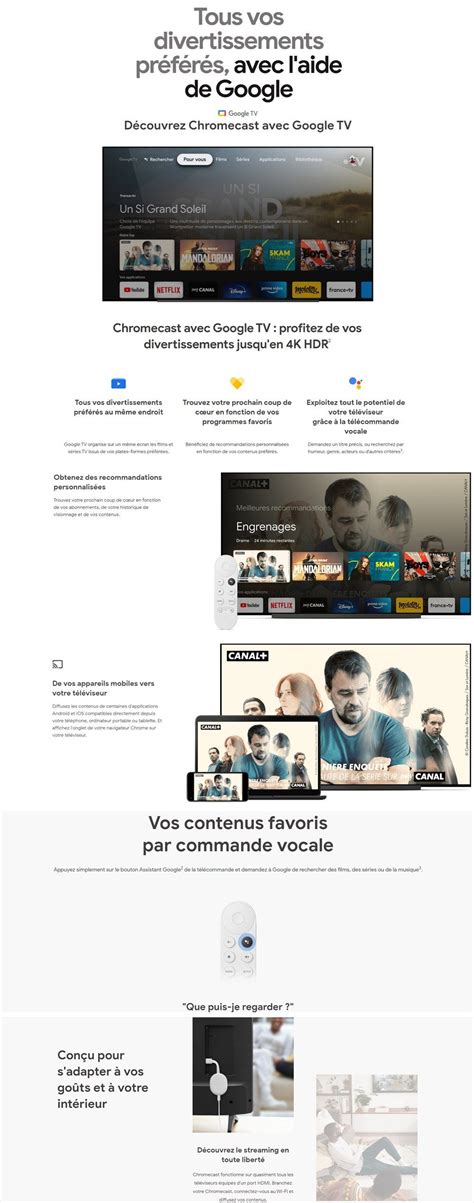 Passerelle Multim Dia Google Chromecast Avec Google Tv Version K