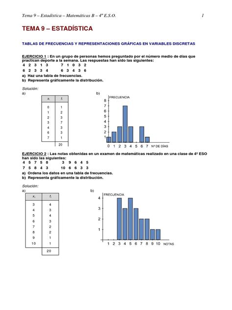 Estadística 2 ESO Ejercicios Resueltos en PDF Gratis