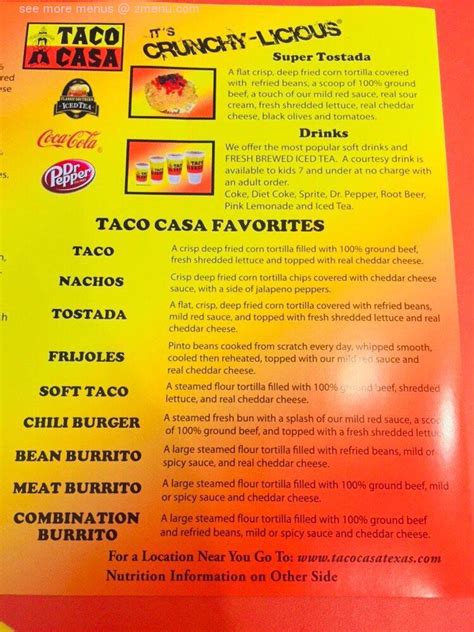 Online Menu of Taco Casa Restaurant, Allen, Texas, 75002 - Zmenu