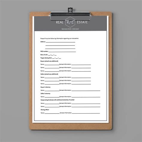 Printable Real Estate Transaction Coordinator Checklist