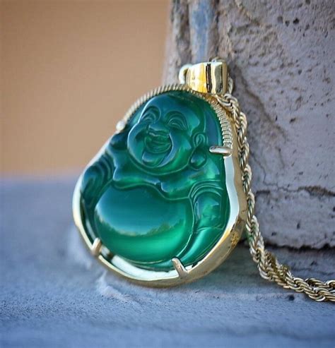 Chinese Gold Green Jade Buddha Pendant Necklace Combo Set Ebay