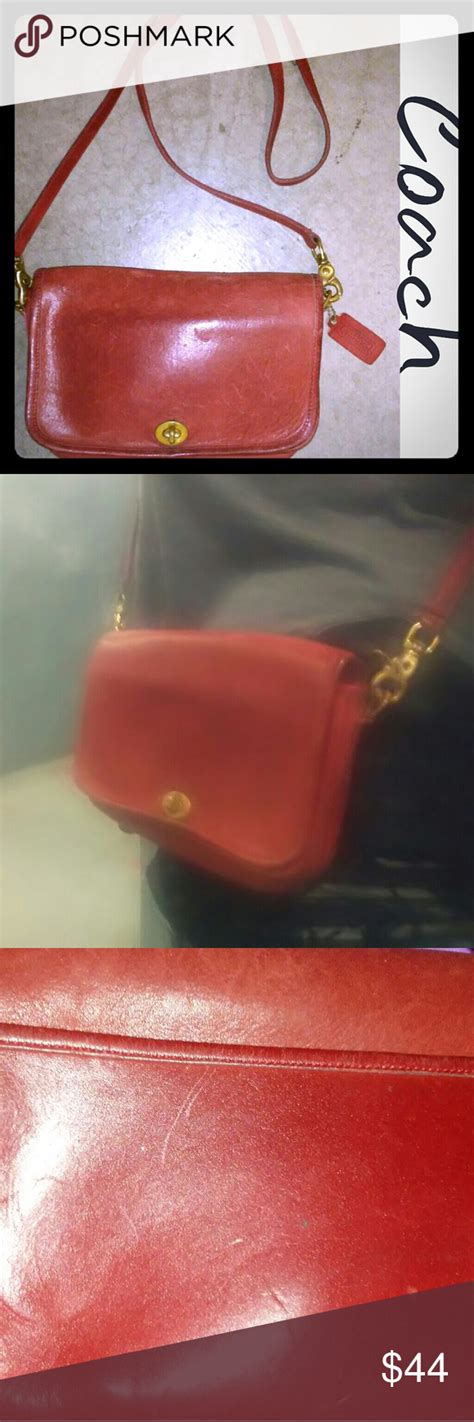 Vintage Coach Red Leather Crossbody Bag Purse Leather Crossbody Bag Purses And Bags Leather