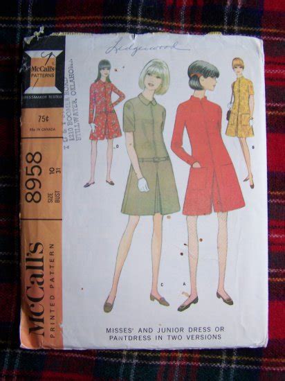 60s Vintage Sewing Pattern 8958 Four Section Dress Or Pantdress Sz 10