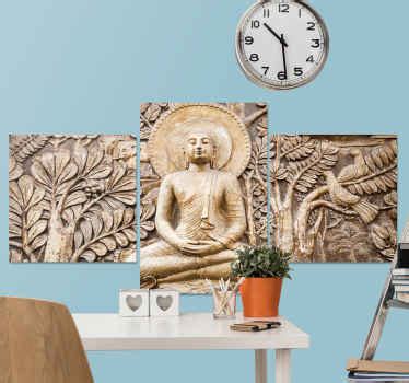 Buda Vintage Blomster Buddha Vegg Lerret Tenstickers