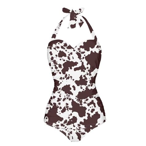 Stuoarte Cow Print Bathing Suit For Women Tummy Control Swimsuits Size