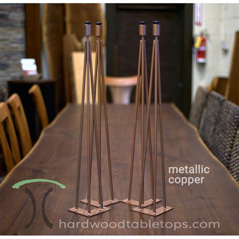 Custom made steel and stainless hairpin table legs