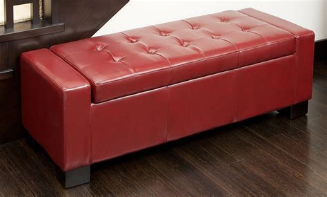 Tufted Leather Storage Ottoman | Groupon Goods