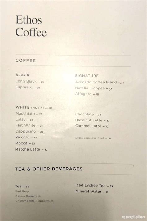 Selalu Diperbarui Menu Ethos Coffee Kalibata