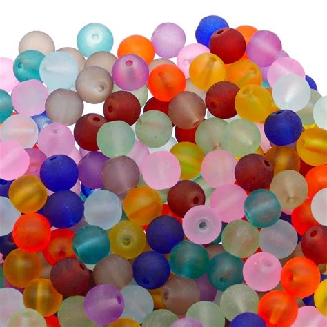 8mm Glass Round Frosted Beads Mix 100pcs Beads And Beading Supplies From The Bead Shop Ltd Uk