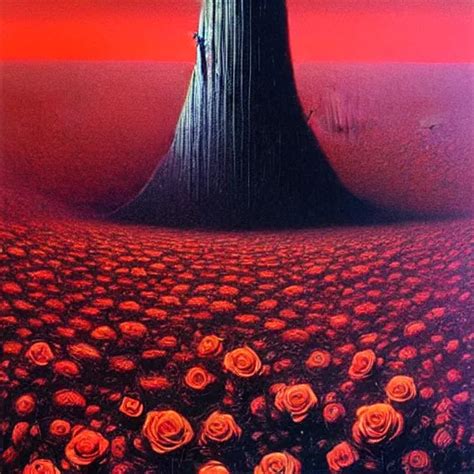 The Dark Tower In A Field Of Roses Surrealism Cosmic Stable Diffusion