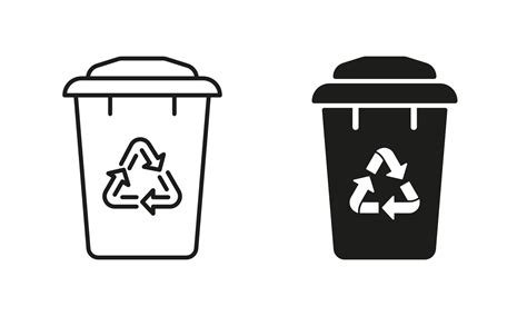 Reuse Container Ecology Basket For Garbage Line And Silhouette Icon