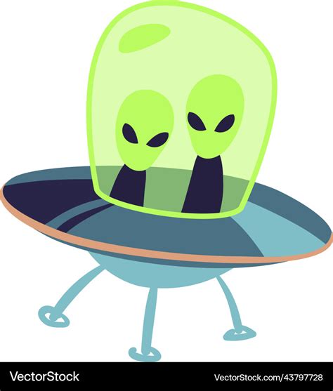 Green Alien In Flying Saucer Ufo Spaceship Vector Image