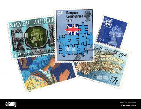 Vintage Blue Commemorative Postage Stamps From The United Kingdom