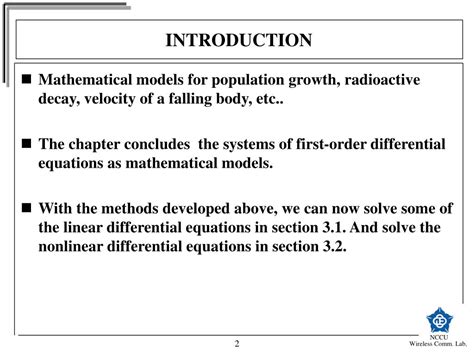 PPT Chapter 3 Modeling With First Order Differential Equations