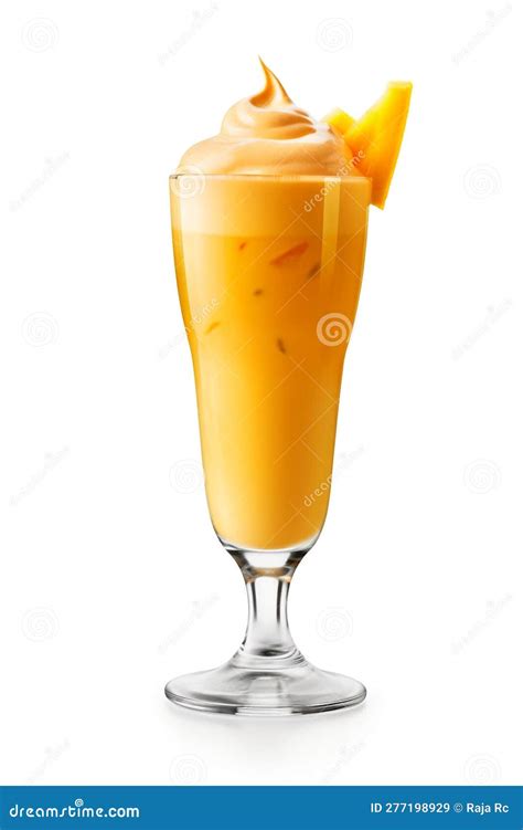 Mango MilkShake In A Glass In An Aqua Background Royalty Free Stock