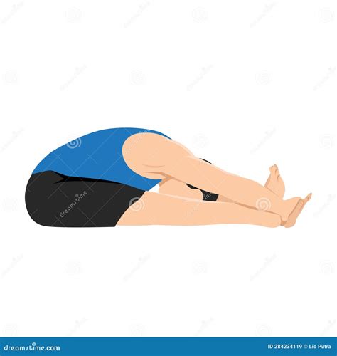 Seated Forward Bend Yoga Pose Paschimottanasana Elderly Woman