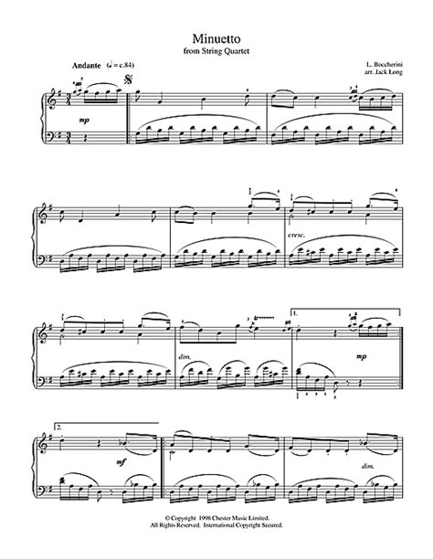 Minuet From String Quintet In E Major Op 11 No 5 Sheet Music By