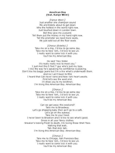 American Boy - Lyrics | PDF | Recorded Music | Leisure