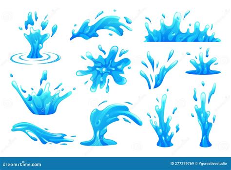 Water Splash Collection Stock Vector Illustration Of Spill