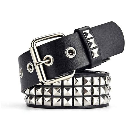 Focast Black Studded Belt Punk Rock Rivet Belt Grommet Threads Belt