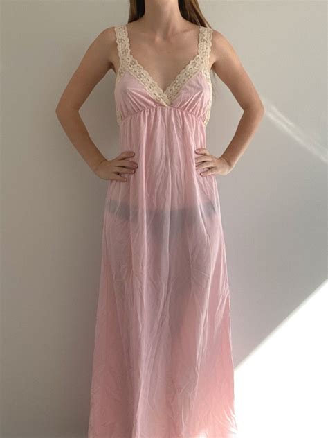 Vintage Pink Maxi Slip Dress Etsy